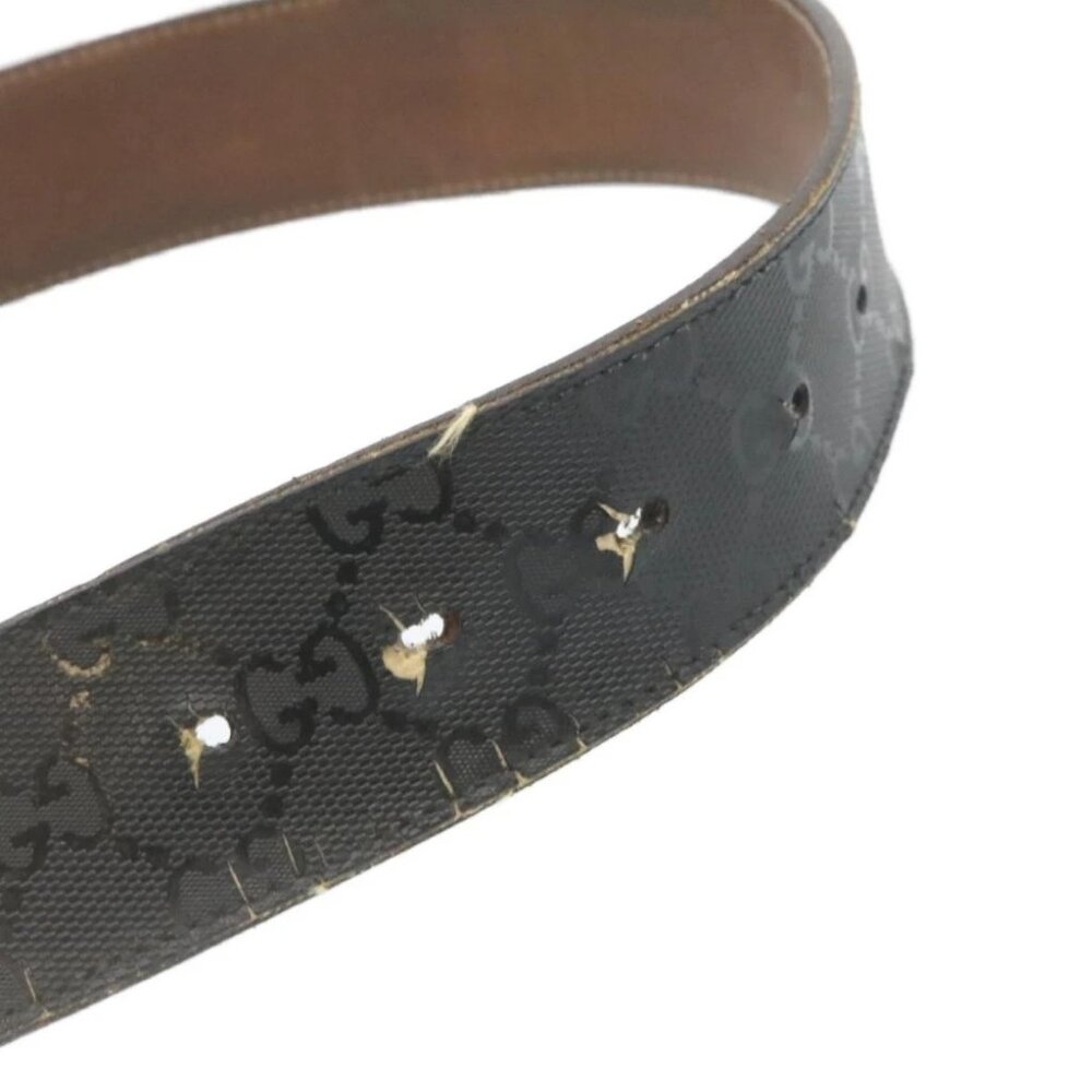 GUCCI GG Canvas Interlocking Belt PVC Leather Black Auth - Picture 6 of 10